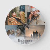 Datum der benutzerdefinierten Fotocollage Familien Runde Wanduhr (Vorderseite)