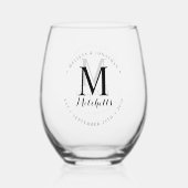 Datum der benutzerdefinierten Monogramm-Bezeichnun Weinglas Ohne Stiel (Vorderseite)