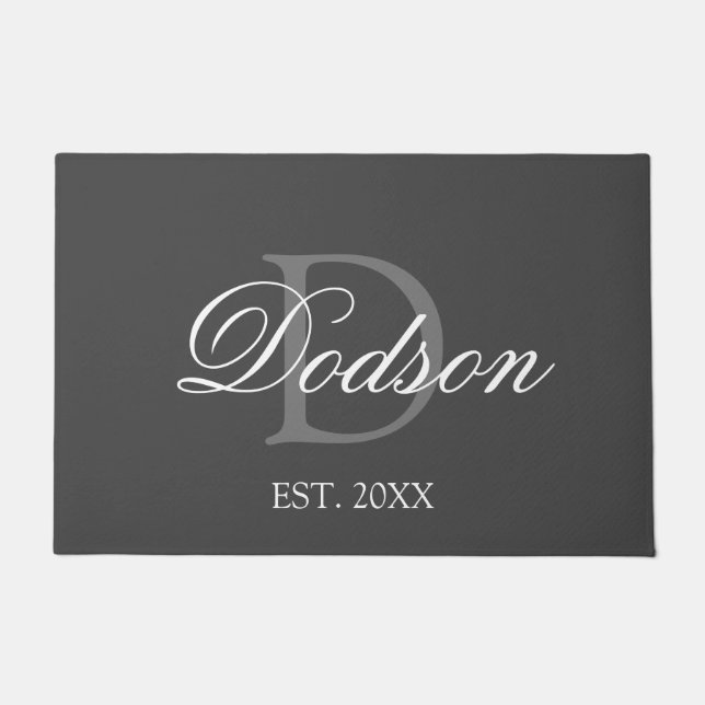 Datum der Erstellung eines eleganten grauen Monogr Fußmatte (Vorderseite)