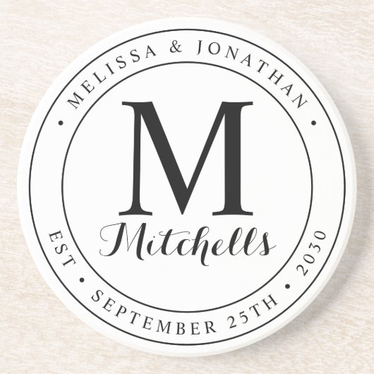 Datum der Hochzeit des personalisierten Monogramms Getränkeuntersetzer (Vorne)