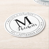 Datum der Hochzeit des personalisierten Monogramms Runder Pappuntersetzer (Angewinkelt)