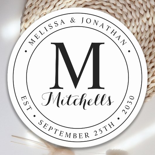 Datum der Hochzeit des personalisierten Monogramms Runder Pappuntersetzer