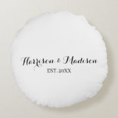 Datum der Hochzeit des personalisierten Skriptname Rundes Kissen (Rückseite)