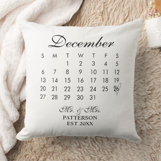 Datum der Hochzeit im Kalender Kissen (Decke)