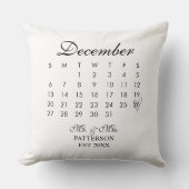 Datum der Hochzeit im Kalender Kissen (Vorderseite)