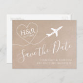 Datum der Hochzeit in Urlaubsort der Kraft-Monogra Ankündigungspostkarte (Vorne/Hinten)