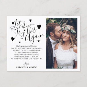 Datum der Hochzeitverschiebung Versuch noch einmal Ankündigungspostkarte