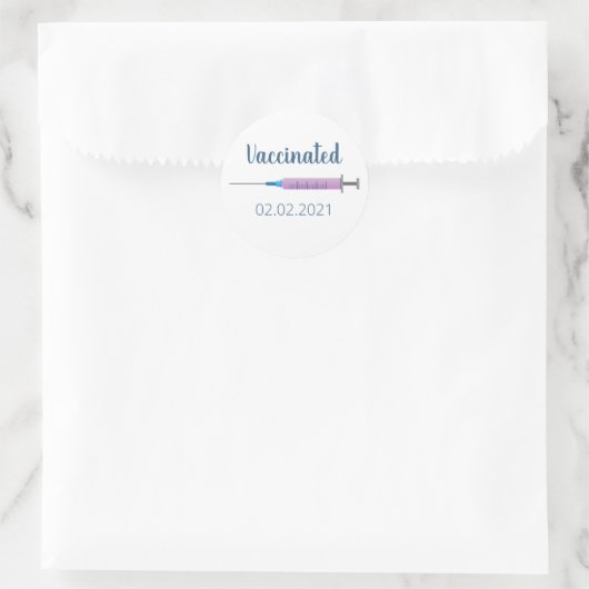 Datum der Impfung Runder Aufkleber (Tasche)