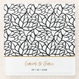 Datum der modernen botanischen Leaf-Muster Glasuntersetzer