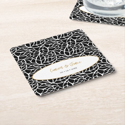 Datum der modernen botanischen Leaf-Muster Rechteckiger Pappuntersetzer (angewinkelt)