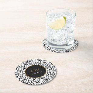 Datum der modernen botanischen Leaf-Muster Runder Pappuntersetzer