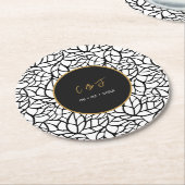 Datum der modernen botanischen Leaf-Muster Runder Pappuntersetzer (Angewinkelt)