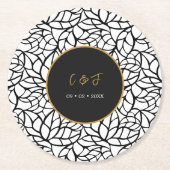 Datum der modernen botanischen Leaf-Muster Runder Pappuntersetzer (Vorderseite)