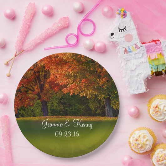 Datum der personalisierbaren Rustikalen Hochzeit i Pappteller (Party)