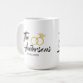 Datum der personalisierten Hochzeitscouple Ring-Be Kaffeetasse (Vorderseite Links)