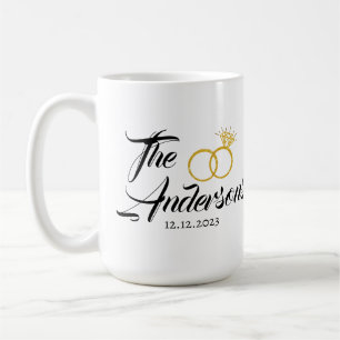 Datum der personalisierten Hochzeitscouple Ring-Be Kaffeetasse