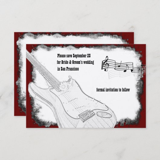 Datum der Rett der elektronischen Gitarre Save The Date (Vorne/Hinten)