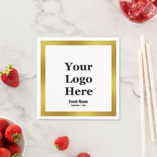 Datum der Schwarz-weißen und goldenen Veranstaltun Serviette (Beispiel)