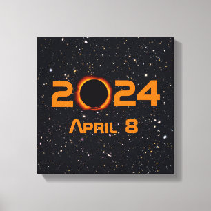 Datum der totalen Sonnenfinsternis 2024 Sternenhim Leinwanddruck