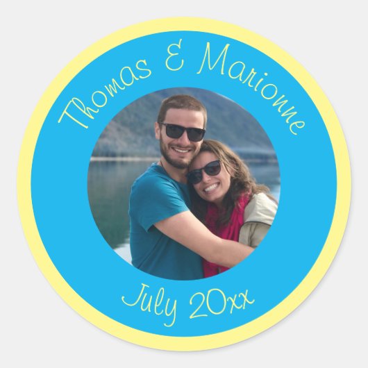 Datum der verlobten Bildbezeichnungen Runder Aufkleber (Vorderseite)