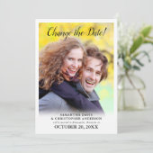 Datum der vertikalen Foto-Hochzeit geändert Einladung (Stehend Vorderseite)