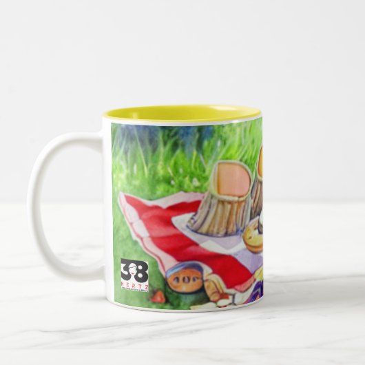 Datum der Wasserfarbe Zweifarbige Tasse (Links)