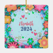 Datum des benutzerdefinierten Fotos für Fun-Floral Keramikornament (Rückseite)