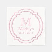 Datum des benutzerdefinierten Monogrammnamens Weiß Serviette (Vorderseite)