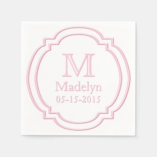Datum des benutzerdefinierten Monogrammnamens Weiß Serviette (Vorderseite)