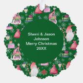 Datum des Datums des Weihnachtsgrüntchens Ornament Karte (Rückseite)