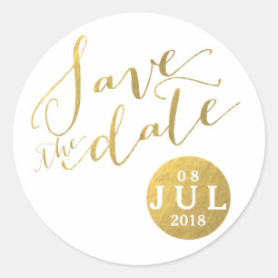 Datum des Glamours der Goldfolie   Save the Date S Runder Aufkleber
