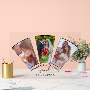 Datum des Hochzeitfoto-Collage-Lüfterform-Individu Acrylschild