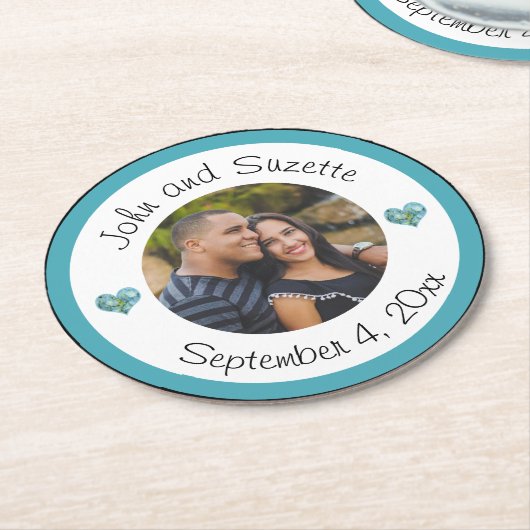 Datum des Hochzeitsstichtums für Personalisierte F Runder Pappuntersetzer (Angewinkelt)