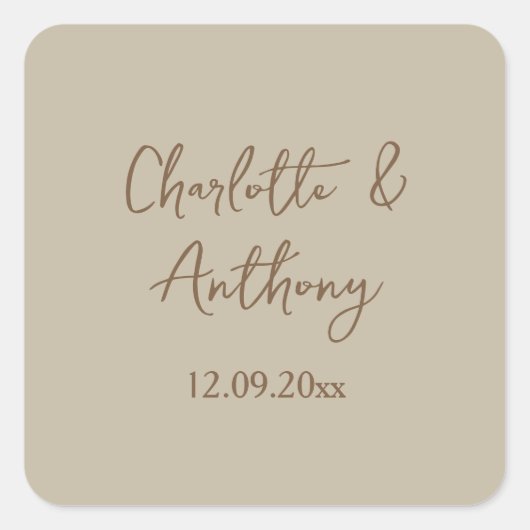Datum des Hochzeitstages für kreative Kalligrafieb Quadratischer Aufkleber (Vorderseite)