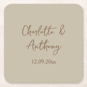 Datum des Hochzeitstages für kreative Kalligrafieb Rechteckiger Pappuntersetzer