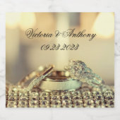 Datum des Hochzeitstipendiums Gold Script Schaumweinetikett (Einzelnes Label)