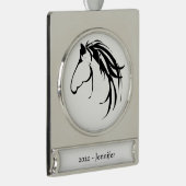 Datum des individuellen Namens Klassisches Ross-He Banner-Ornament Silber (Rechts)