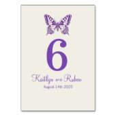 Datum des lila Hochzeitdatums für grafische Schmet Tischnummer (Rückseite)