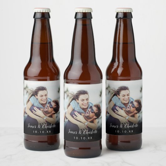 Datum des Minimalistischen Personalisierten Fotos Bierflaschenetikett (Flaschen)
