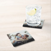 Datum des Minimalistischen Personalisierten Fotos Rechteckiger Pappuntersetzer (Vor Ort)