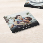 Datum des Minimalistischen Personalisierten Fotos Rechteckiger Pappuntersetzer (angewinkelt)