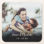 Datum des Minimalistischen Personalisierten Fotos Rechteckiger Pappuntersetzer (Vorderseite)