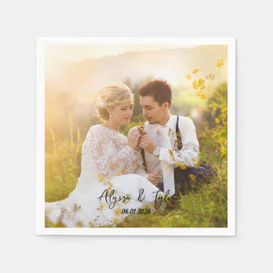 Datum des Minimalistischen Personalisierten Fotos Serviette