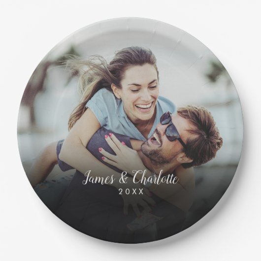 Datum des personalisierten Fotos Pappteller (Vorderseite)