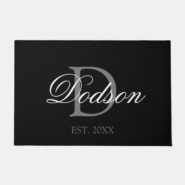 Datum des Schwarz-weißen Monogramms Fußmatte (Vorderseite)