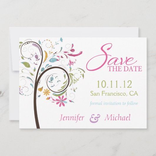 Datum Doodle Tree Save The Date (Vorderseite)