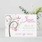Datum Doodle Tree Save The Date (Stehend Vorderseite)