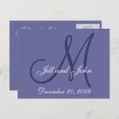 Datum, erste Namen, Anfangsmonogramm Save the Date Ankündigungspostkarte (Vorne/Hinten)