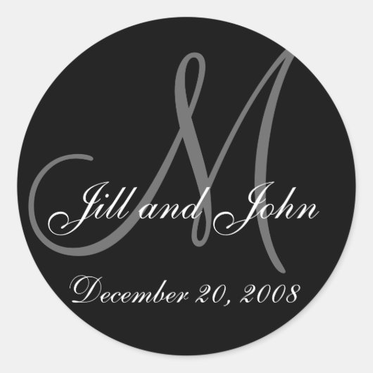 Datum, erste Namen und Anfangsbuchstaben Runder Aufkleber (Vorderseite)