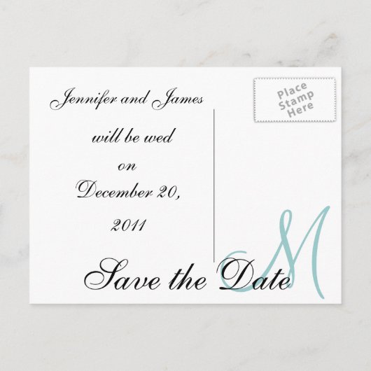 Datum, erste Namen und erste blaue Postkarte (Rückseite)